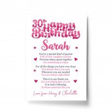 PERSONALISED 30th Birthday Gifts For Her Gift For Daughter A4