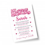 PERSONALISED 30th Birthday Gifts For Her Gift For Daughter A4