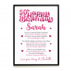 PERSONALISED 50th Birthday Gifts For Her Gift For Daughter