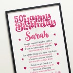 PERSONALISED 50th Birthday Gifts For Her Gift For Daughter