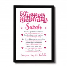 PERSONALISED 50th Birthday Gifts For Her Gift For Daughter Mum