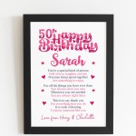 PERSONALISED 50th Birthday Gifts For Her Gift For Daughter Mum