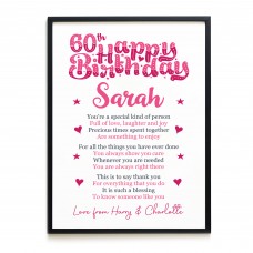 PERSONALISED 60th Birthday Gifts For Her Gift For Daughter