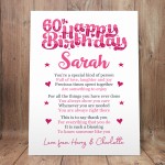 PERSONALISED 60th Birthday Gift For Her Gift For Daughter A3
