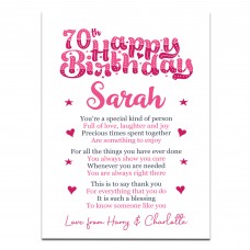 PERSONALISED 70th Birthday Gift For Her Gift For Nan Mum