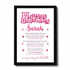 PERSONALISED 70th Birthday Gifts For Her Gift For Daughter Mum