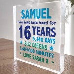 PERSONALISED 16th Birthday Gifts For Him Son Dad Brother Block