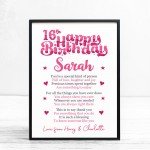 PERSONALISED 16th Birthday Gift For Her Gift For Daughter A3 PERSONALISED 16th Birthday Gift For Her Gift For Daughter A3