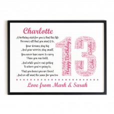 Personalised 13th Birthday Gift for Her Daughter A3 Framed Print