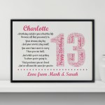 Personalised 13th Birthday Gift for Her Daughter A3 Framed Print