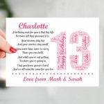 Personalised 13th Birthday Gift for Her Daughter A3 Framed Print