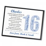 Personalised 16th Birthday Gifts for Him Men Son A3 Framed Print