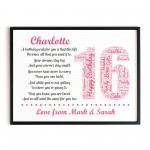 Personalised 16th Birthday Gift for Her Daughter A3 Framed Print
