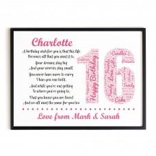 Personalised 16th Birthday Gift for Her Daughter A3 Framed Print