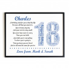 Personalised 18th Birthday Gift for Him Men Son A3 Framed Print