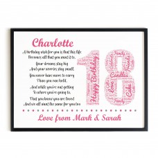 Personalised 18th Birthday Gifts for Daughter A3 Framed Print