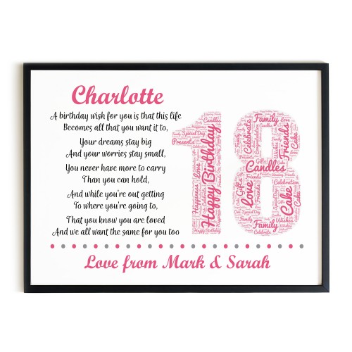 Personalised 18th Birthday Gifts for Daughter A3 Framed Print