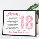 Personalised 18th Birthday Gifts for Daughter A3 Framed Print