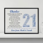 Personalised 21st Birthday Gifts for Him Men Son A3 Framed Print