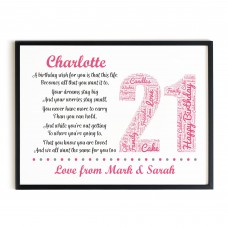 Personalised 21st Birthday Gift for Her Daughter A3 Framed Print