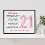 Personalised 21st Birthday Gift for Her Daughter A3 Framed Print