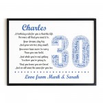 Personalised 30th Birthday Gift for Husband Dad A3 Framed Print