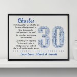 Personalised 30th Birthday Gift for Husband Dad A3 Framed Print