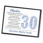 Personalised 30th Birthday Gift for Husband Dad A3 Framed Print