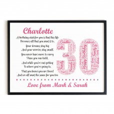Personalised 30th Birthday Gift for Mum Daughter A3 Framed Print