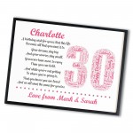 Personalised 30th Birthday Gift for Mum Daughter A3 Framed Print