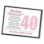 Personalised 40th Birthday Gift for Mum Auntie A3 Framed Print