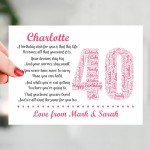 Personalised 40th Birthday Gift for Mum Auntie A3 Framed Print