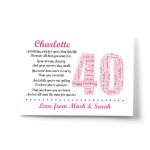 Personalised 40th Birthday Gifts for Her Mum Daughter A4 Print