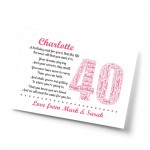 Personalised 40th Birthday Gifts for Her Mum Daughter A4 Print