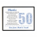 Personalised 50th Birthday Gifts for Him Husband Dad A3 Framed