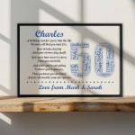 Personalised 50th Birthday Gifts for Him Husband Dad A3 Framed