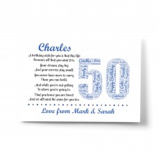 Personalised 50th Birthday Gift for Him Men Dad Grandad A4 Print