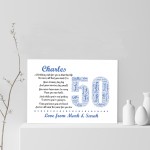Personalised 50th Birthday Gift for Him Men Dad Grandad A4 Print