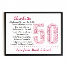 Personalised 50th Birthday Gift for Her Wife Mum A3 Framed Print