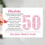 Personalised 50th Birthday Gift for Her Wife Mum A3 Framed Print