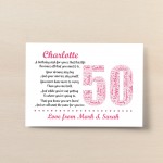 Personalised 50th Birthday Gifts for Her Women Mum A4 Print