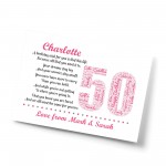 Personalised 50th Birthday Gifts for Her Women Mum A4 Print