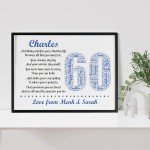 Personalised 60th Birthday Gift for Husband Dad A3 Framed Print