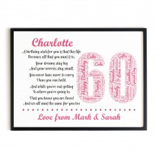 Personalised 60th Birthday Gift for Her Women Wife Mum Nan Nanny