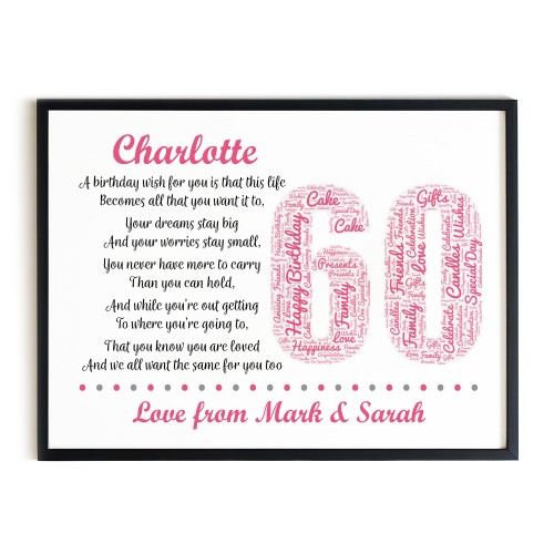 Personalised 60th Birthday Gift for Her Women Wife Mum Nan Nanny