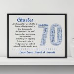 Personalised 70th Birthday Gifts for Him Husband A3 Framed Print