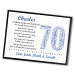Personalised 70th Birthday Gifts for Him Husband A3 Framed Print
