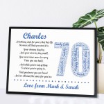 Personalised 70th Birthday Gifts for Him Husband A3 Framed Print