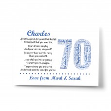 Personalised 70th Birthday Gift for Him Men Dad Grandad A4 Print