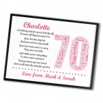 Personalised 70th Birthday Gift for Her Wife Mum A3 Framed Print